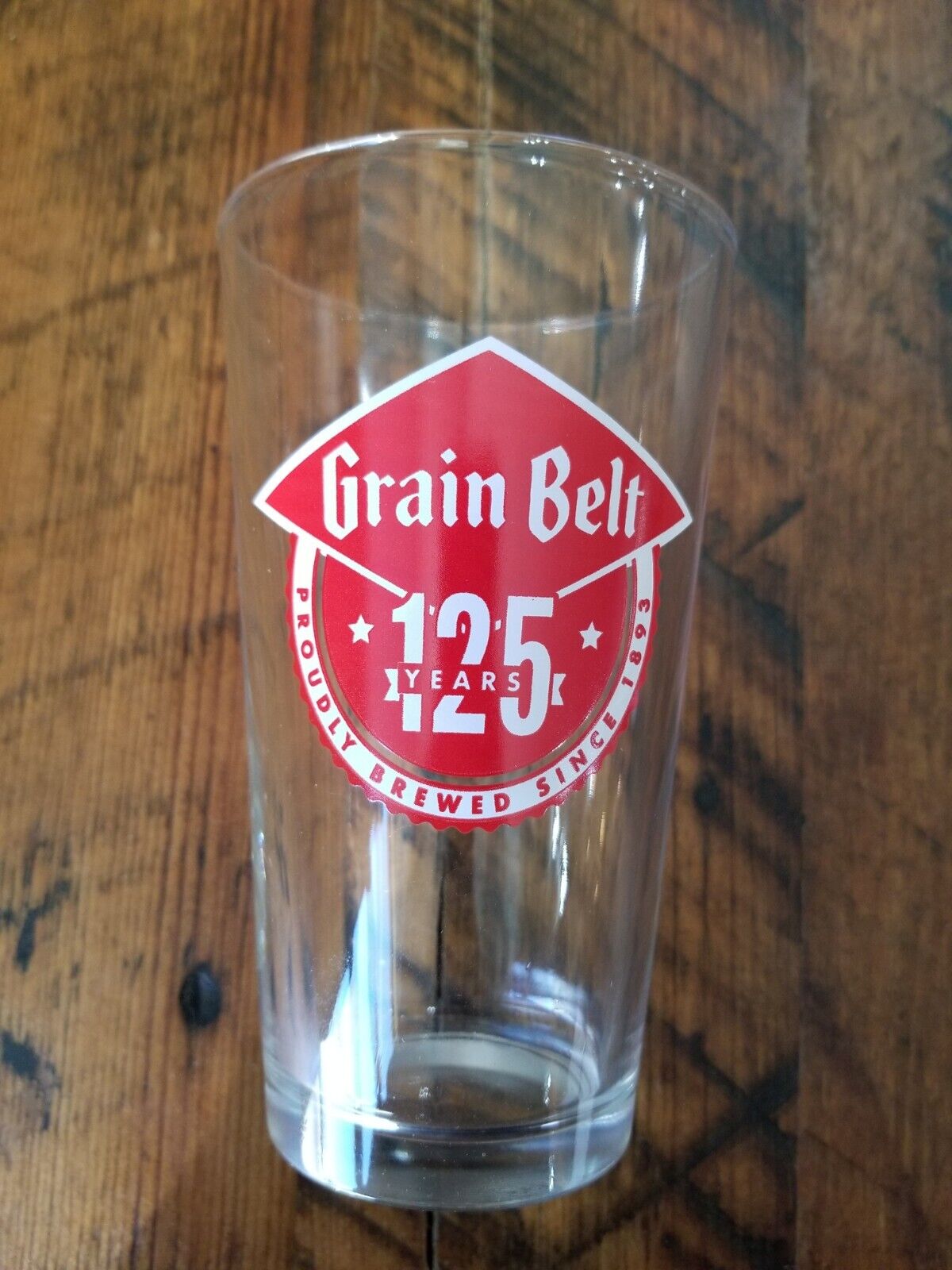 New Grain Belt Beer Glass 125th Anniversary / Home Barware / Pint glass Rare 