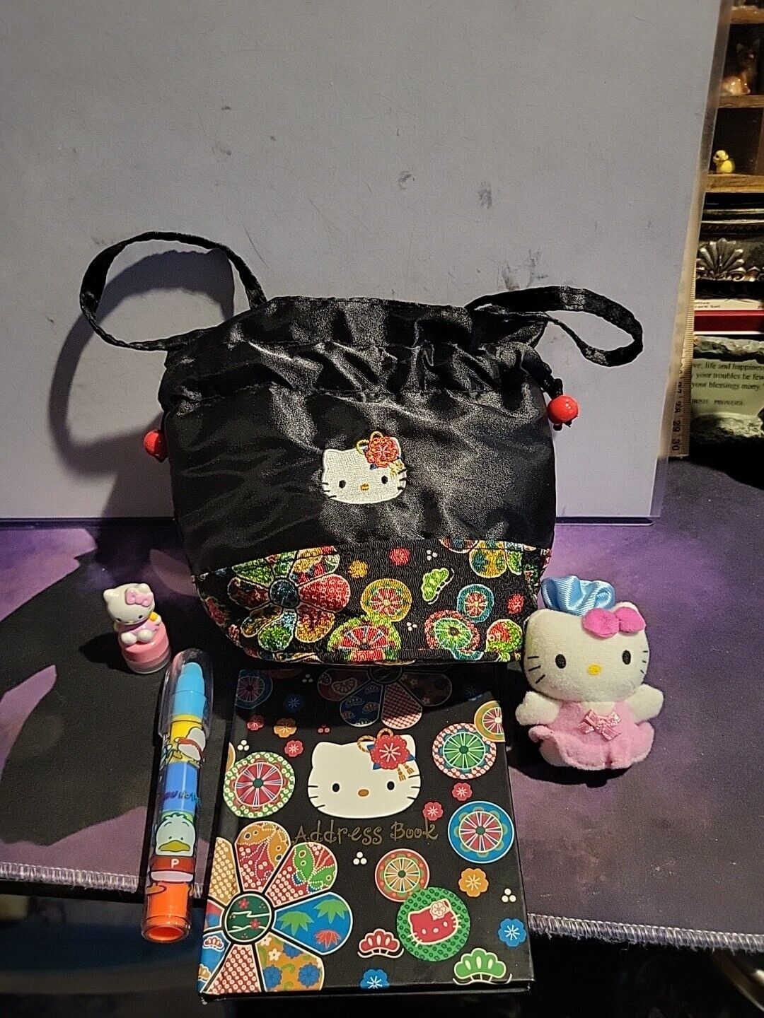 Hello Kitty Black Mini Drawstring Purse Bought From Japan Lot 