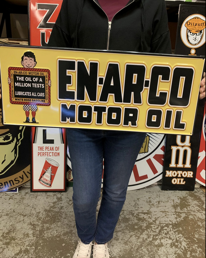 Antique Vintage Old Style Sign Enarco Motor Oil Made in USA