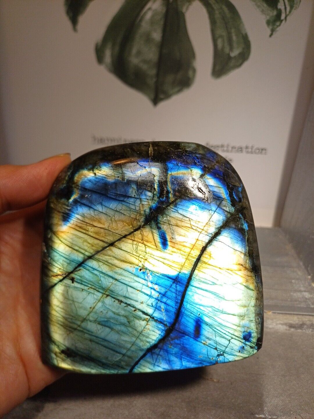 575g crystal Labradorite Freeform Blue Green yellow Rainbow Minerals 