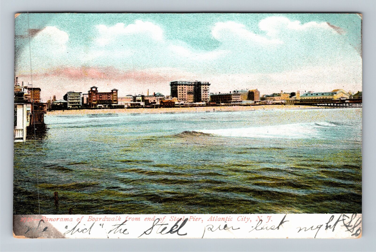Atlantic City NJ-New Jersey, Boardwalk Steel Pier c1907 Vintage Postcard