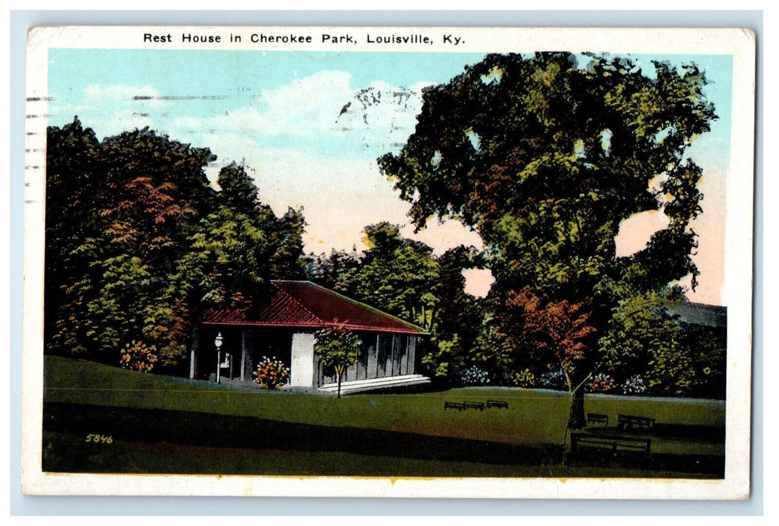 1925 Rest House in Cherokee Park Louisville Kentucky KY Posted Vintage Postcard