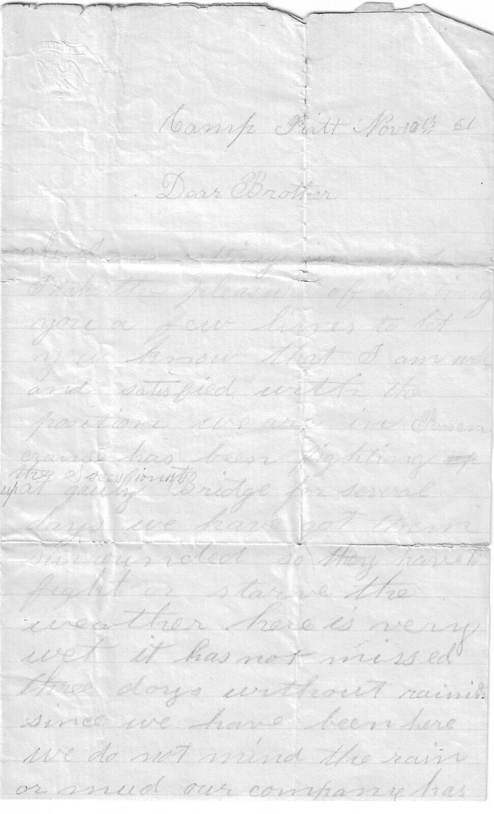 Two Civil War Letters: Gen. Rosecans Fighting Sessionists At Gauley Bridge