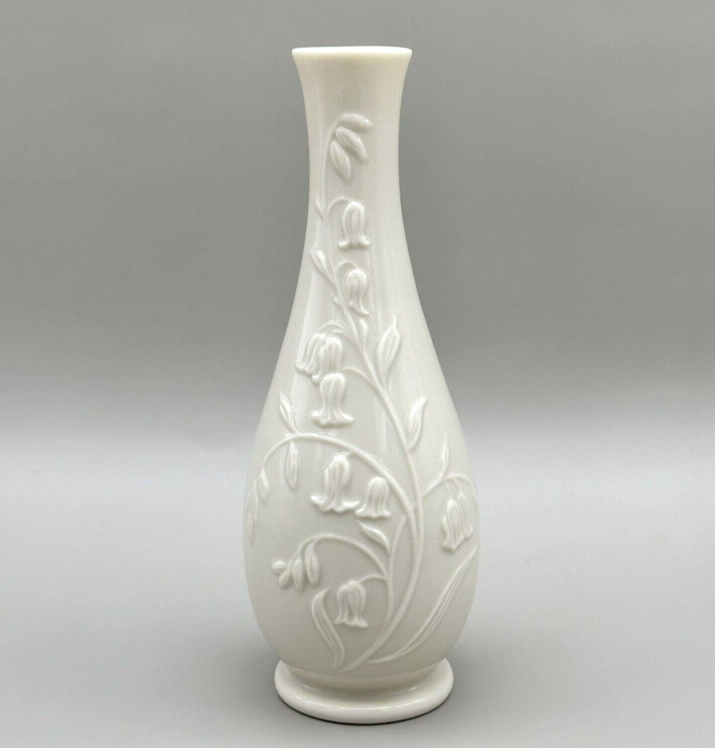 LENOX Vintage Porcelain Vase Ivory Color Embossed Lily of the Valley Design USA