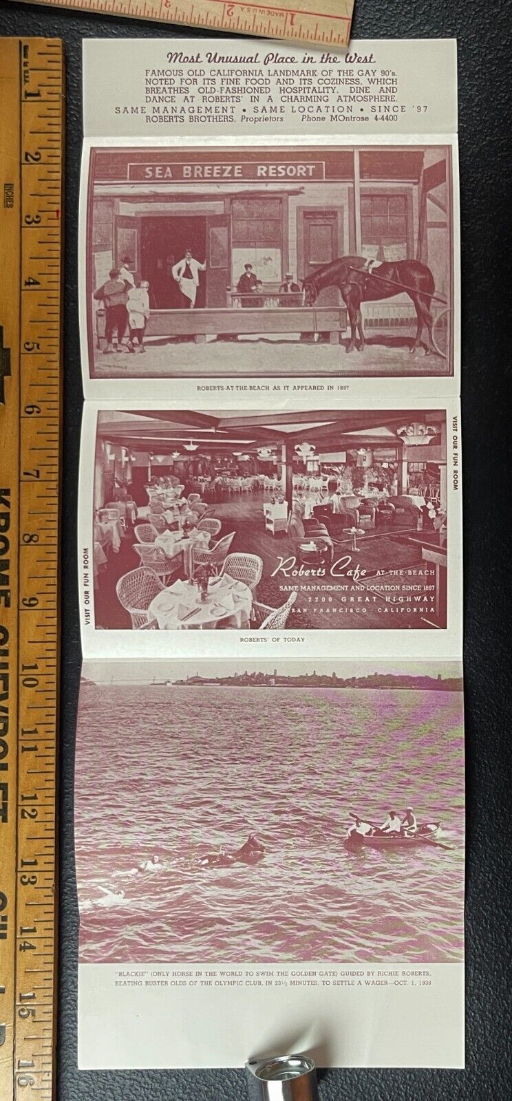 1940s San Francisco Robert's At The Beach Antique Foldout Mailer Postcard Unused