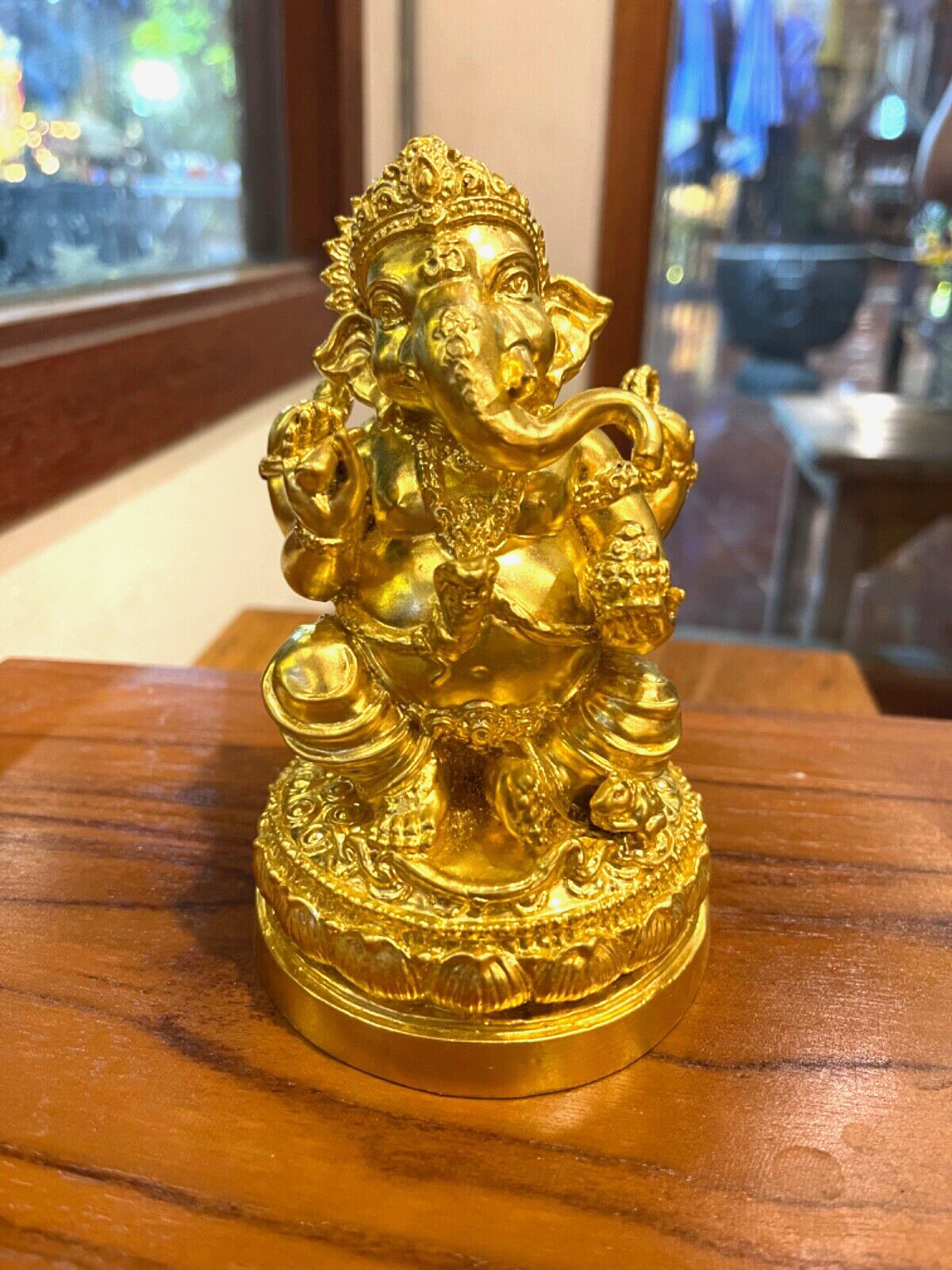 Ganesha Statue Brass Bronze 15cm.
