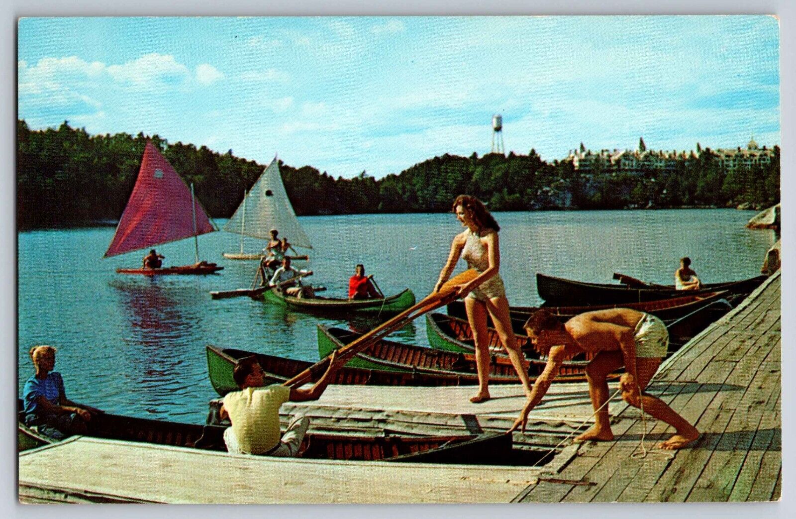 Postcard Swimming, Boating & Sailing @ Lake Minnewaska New York   E 3