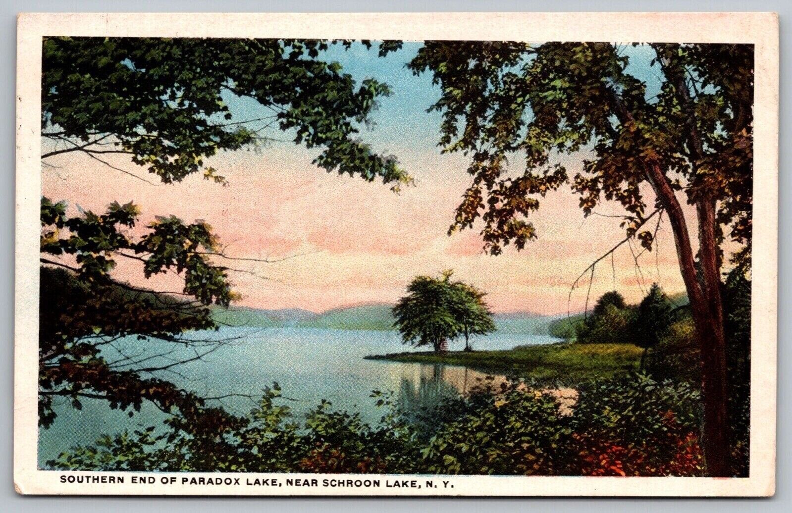 Southern End Paradox Schroon Lake Lakefront New York Reflection Cancel Postcard