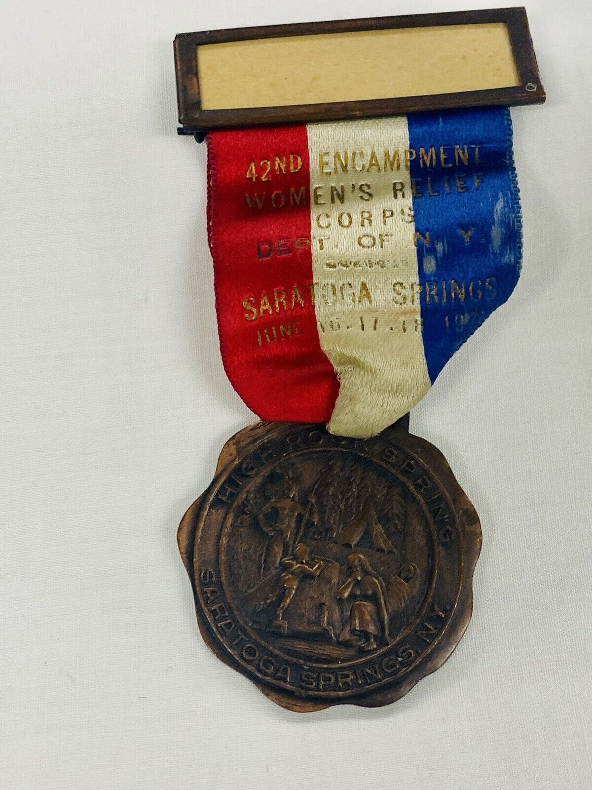 Saratoga Springs, NY 1925 Womens Relief Corps- 42nd Encampment Medal & Ribbon