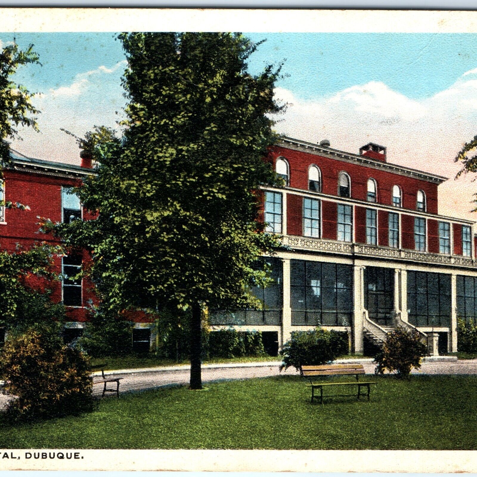 c1920s Dubuque, IA Finley Hospital Litho Photo Postcard PC Buettell Building A69