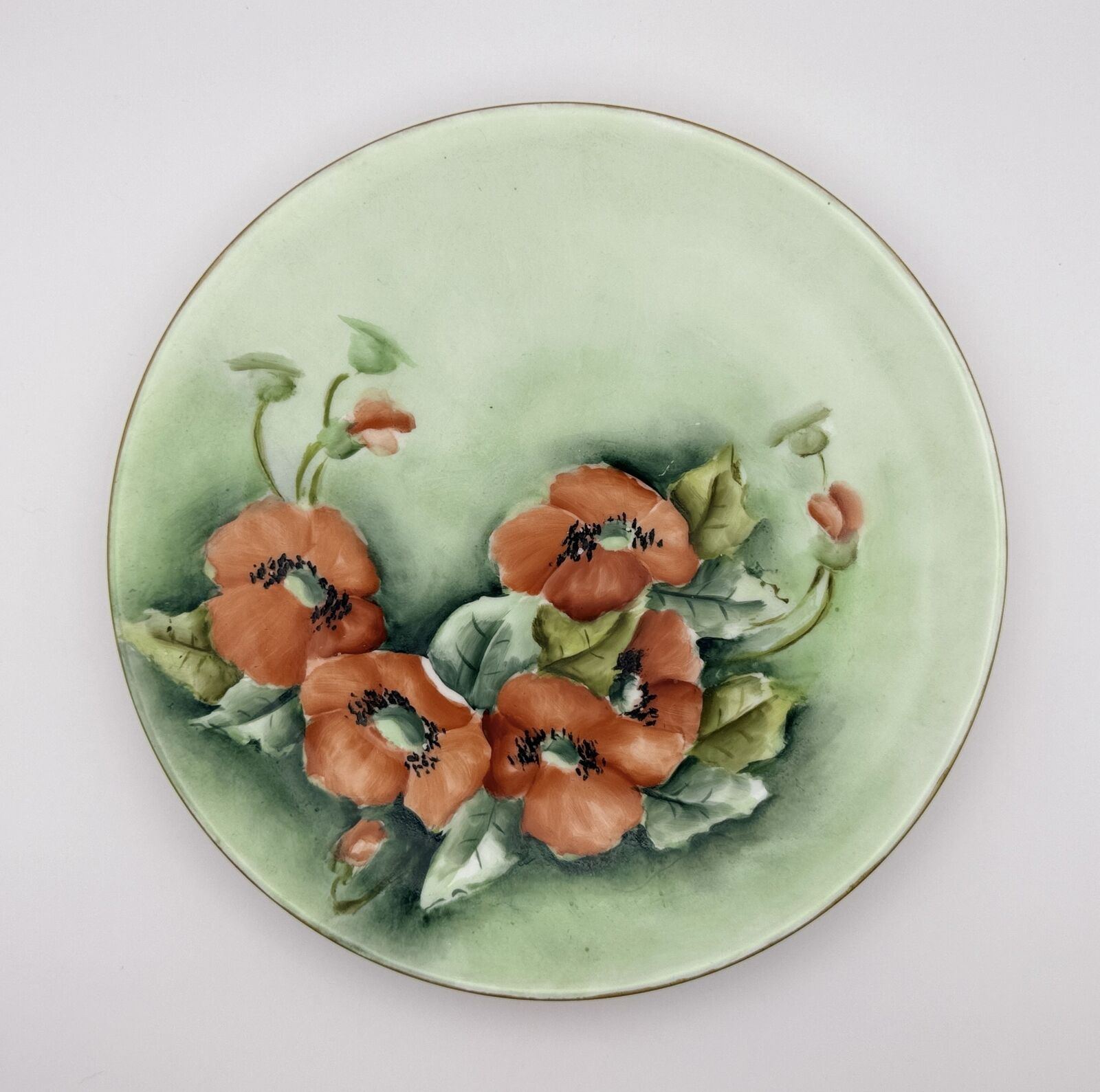 Jean Pouyat Limoges Hand-Painted Porcelain Plate with Poppy Design