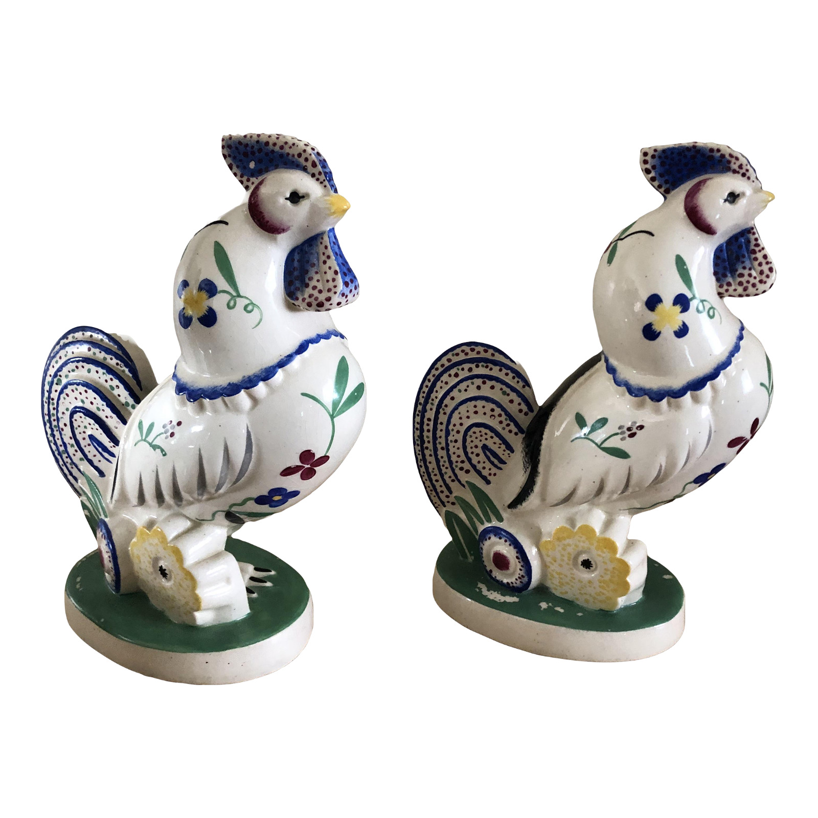  Large Farmhouse Rooster by Primavera France - a Pair