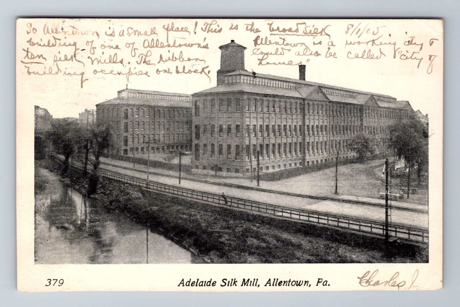 Allentown PA-Pennsylvania, Adelaide Silk Mill, c1905 Antique Vintage Postcard