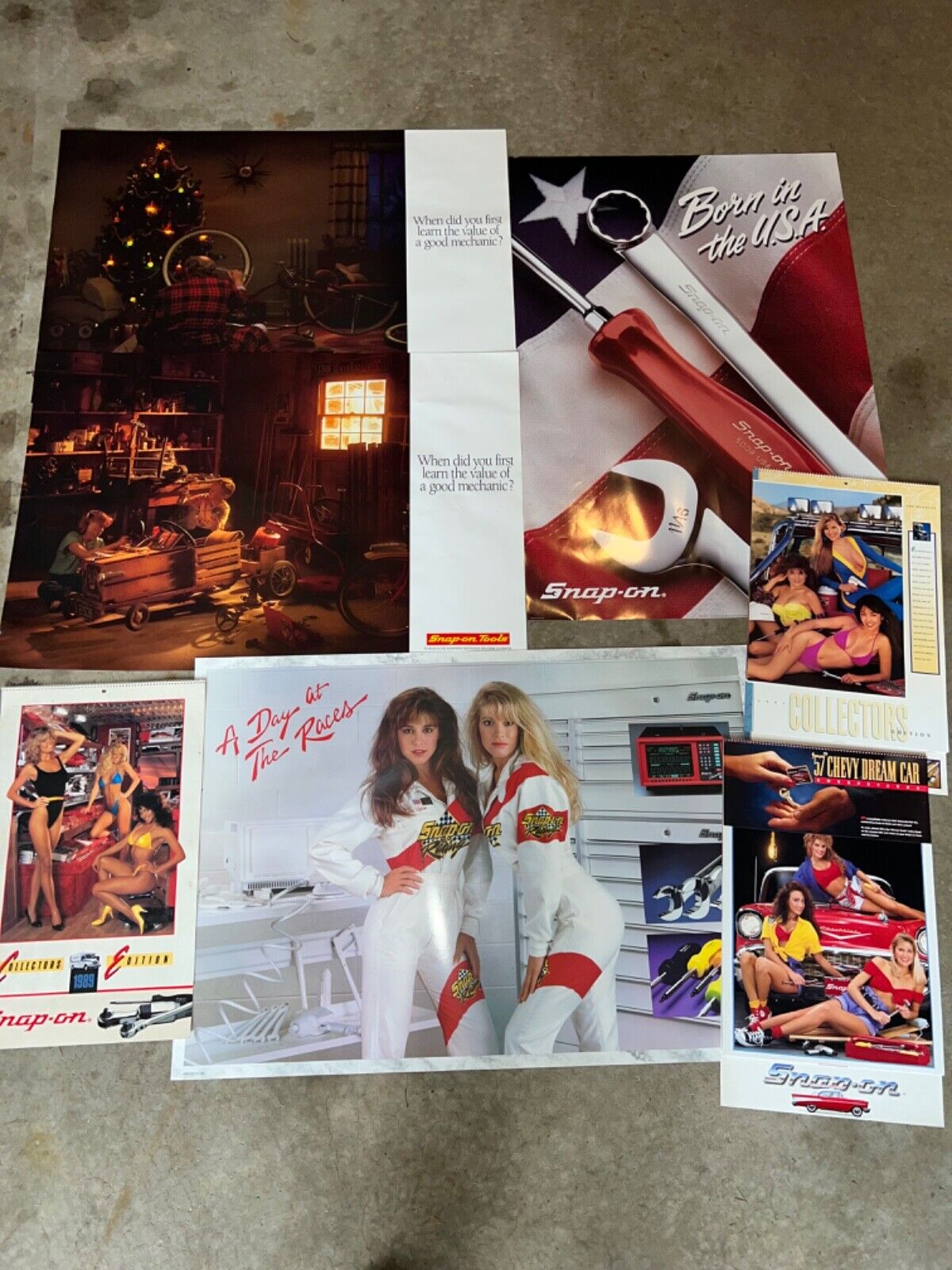 SNAP-ON OFFICIAL GIRL SWIMSUIT PINUP WALL CALENDARS 1989-1992 & 5 PROMO POSTERS