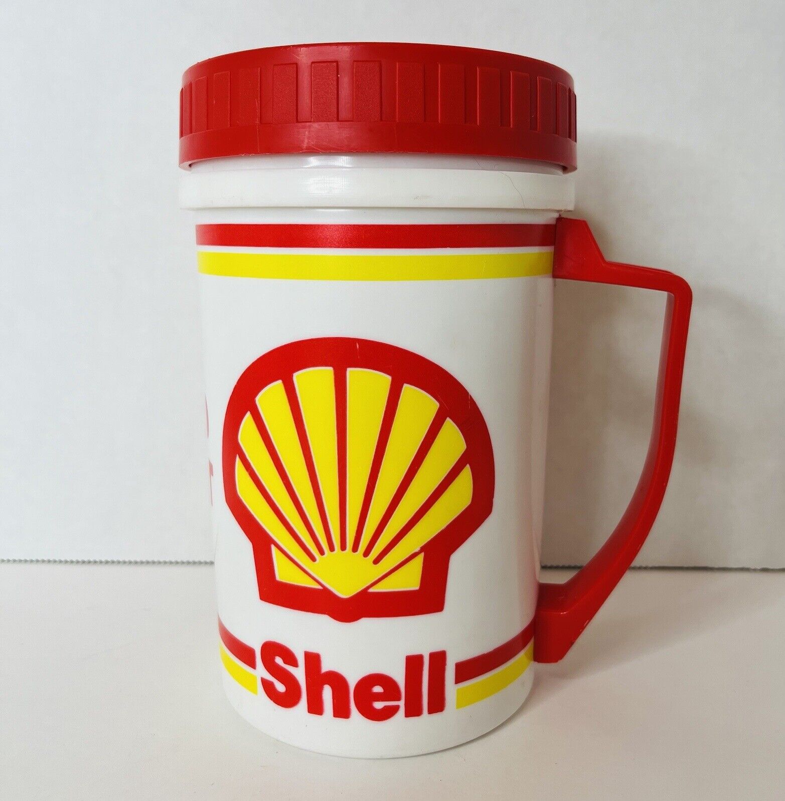 Vintage SHELL GAS STATION Aladin Thermo Cup Iconic Yellow And Red Advertising