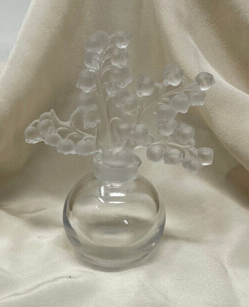 LALIQUE crystal perfume bottle Clairefontaine Lily of the Valley Signed