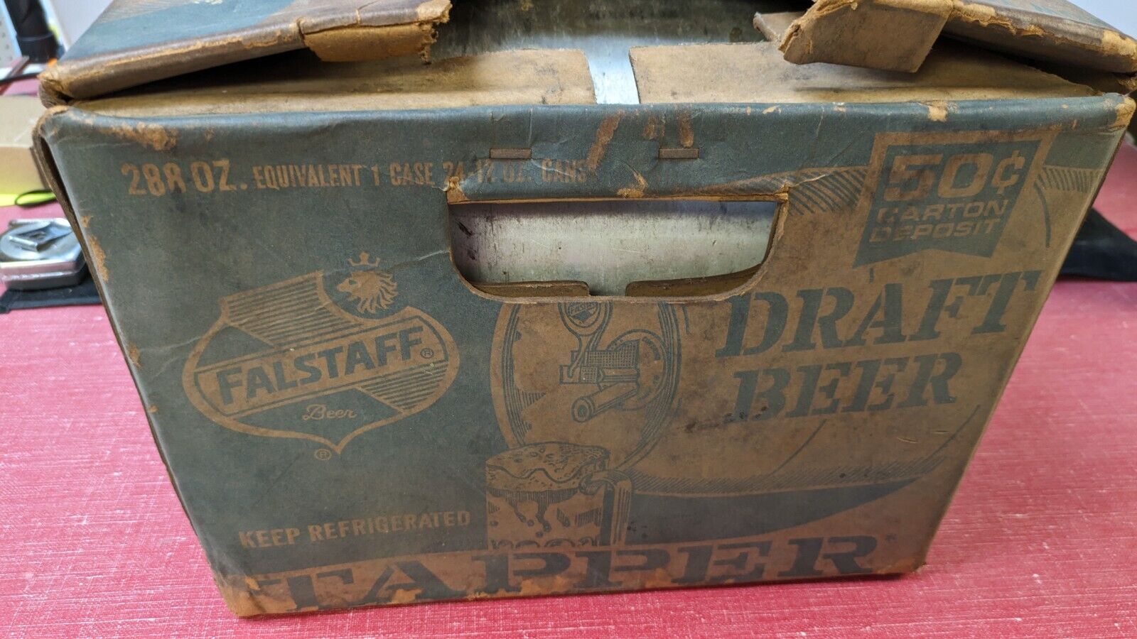 FALSTAFF BEER Draft Tapper Mini Keg vintage barrel aluminum can In Original Box