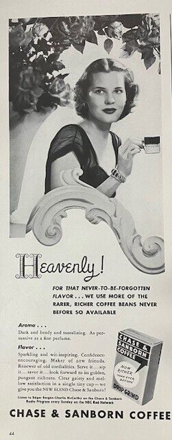 Rare 1941 Original Vintage Chase & Sanborn Coffee Heavenly Advertisement Ad