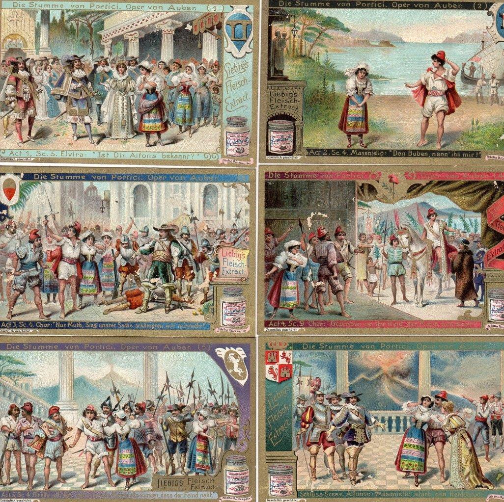 1903 COMPLETE SET/6 LIEBIG EXTRACT OF MEAT TRADE CARDS*LaMUETTE De PORTICI*S743