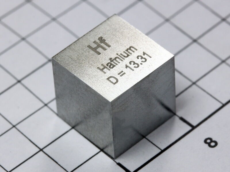 Hafnium density cube ultra precision 10.0x10.0x10.0mm - 99.95% purity