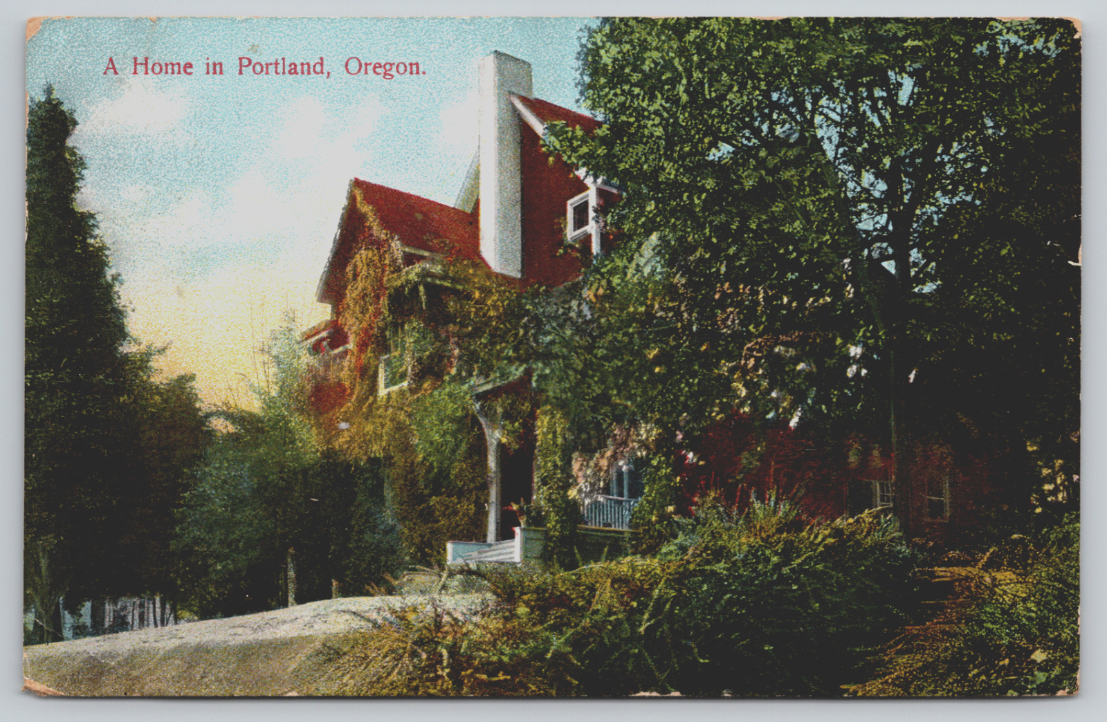 Postcard Residence House Portland Oregon Trees Postmarked 1909