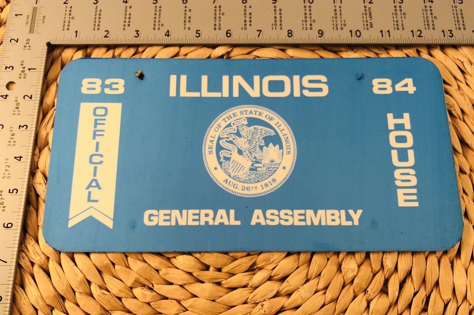 1983 1984 Illinois License Plate ALPCA Political Booster House General Assembly