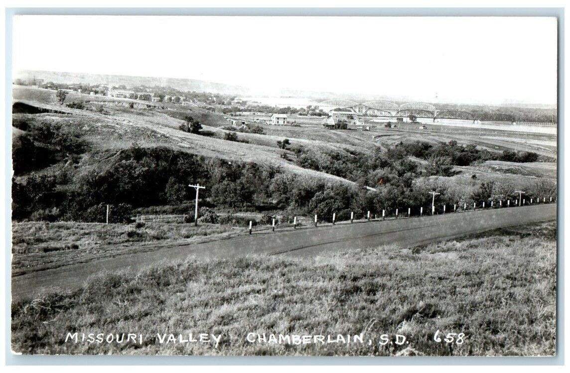 c1946 Missouri Valley Birds Eye View Chamberlain SD RPPC Photo Postcard