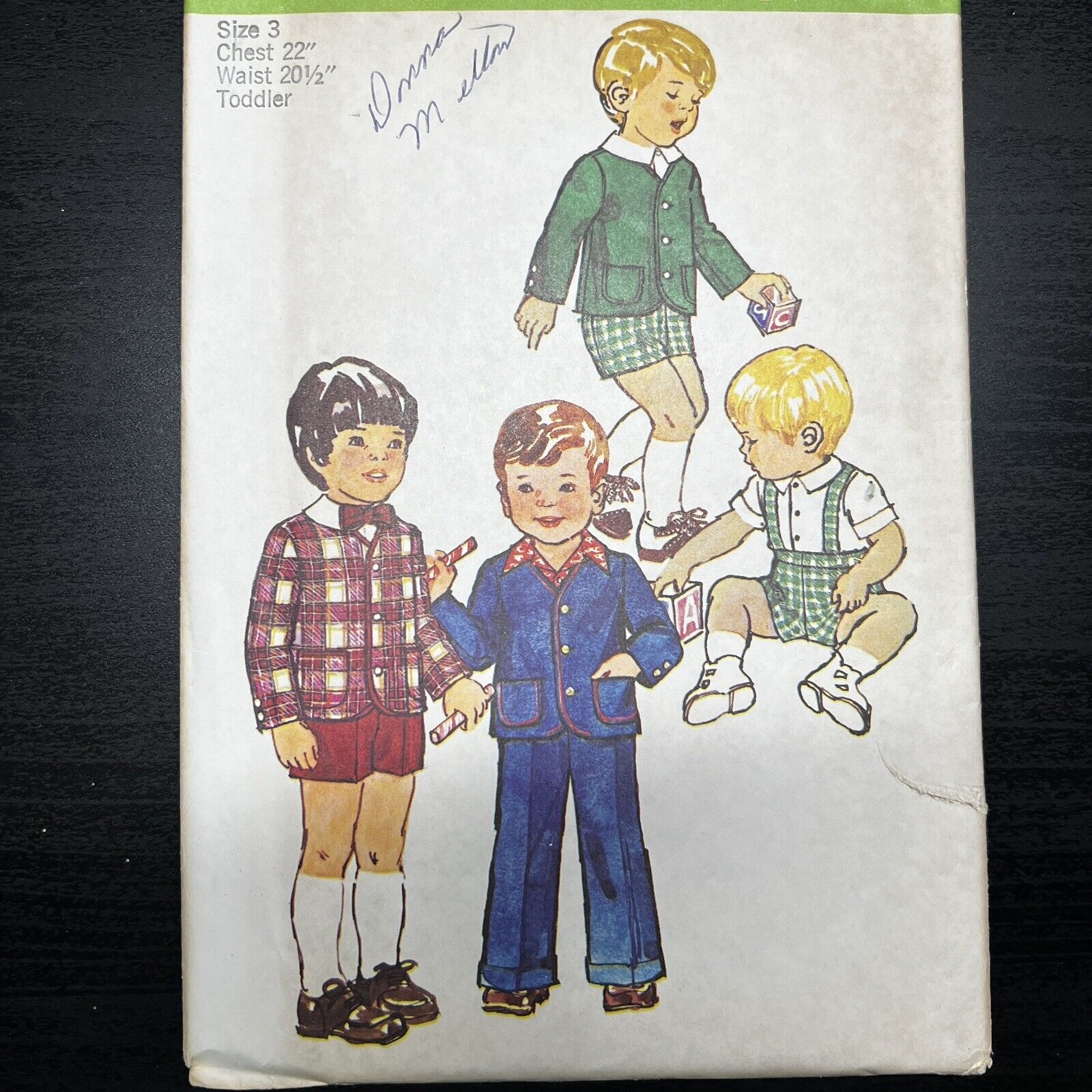 Vintage 1970s Simplicity 6119 Toddler Boys Jacket + Pants Sewing Pattern 3 UNCUT