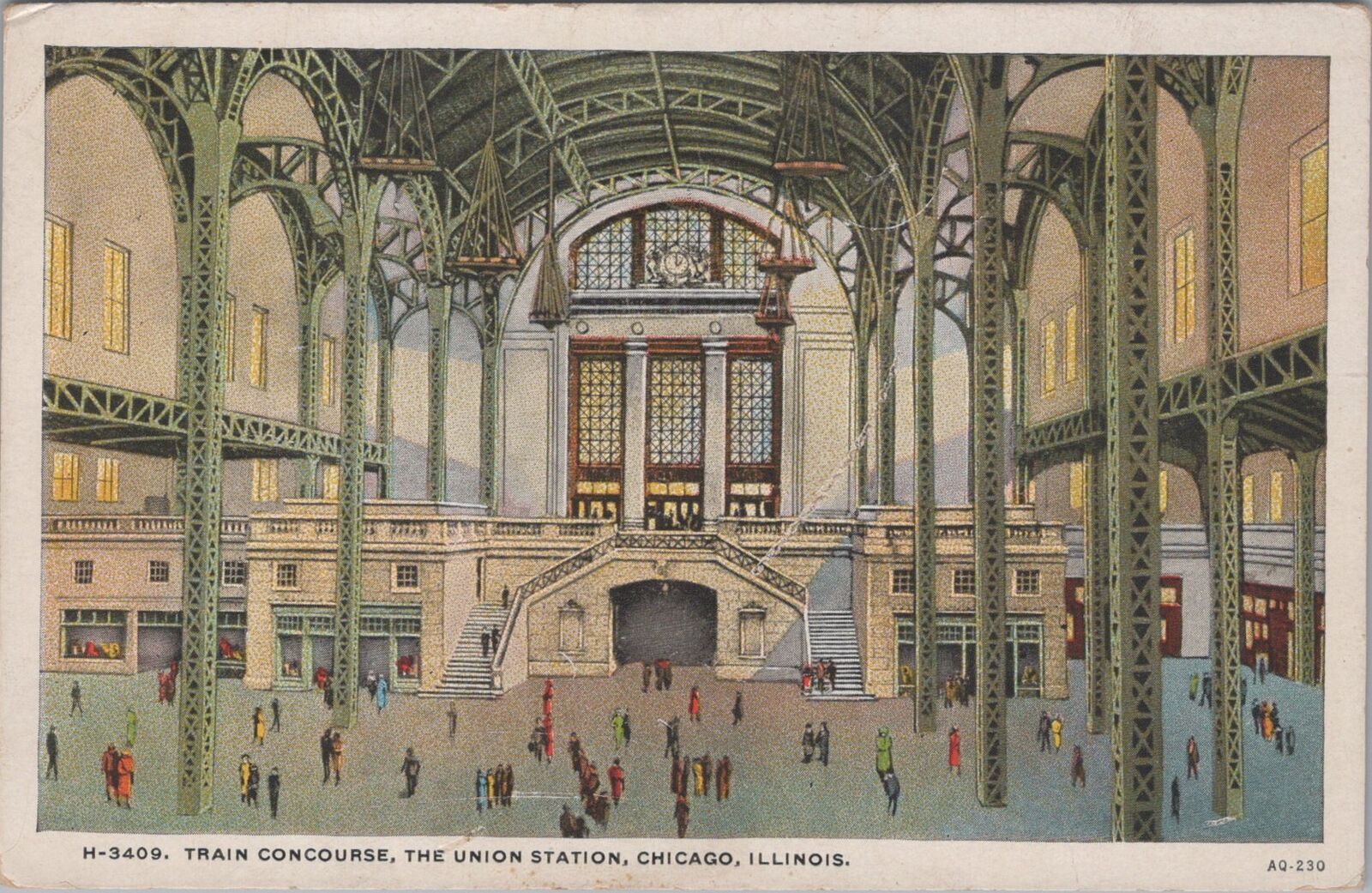 Union Station Train Concourse, Chicago, Illinois Fred Harvey Unposted Postcard