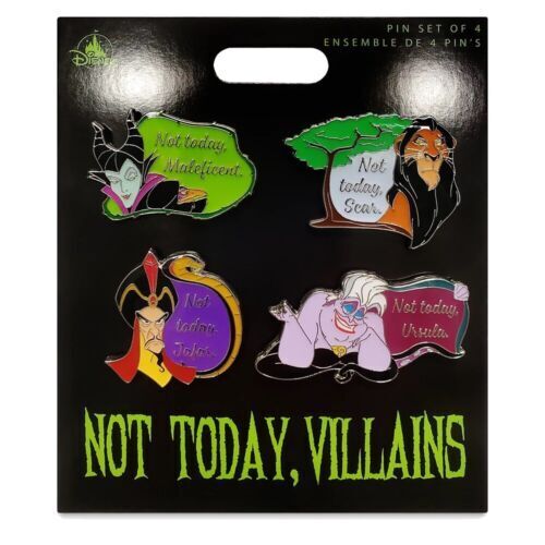 Disney Not Today Villains Flair Pin Set Ursula Scar Maleficent With Raven Jafar