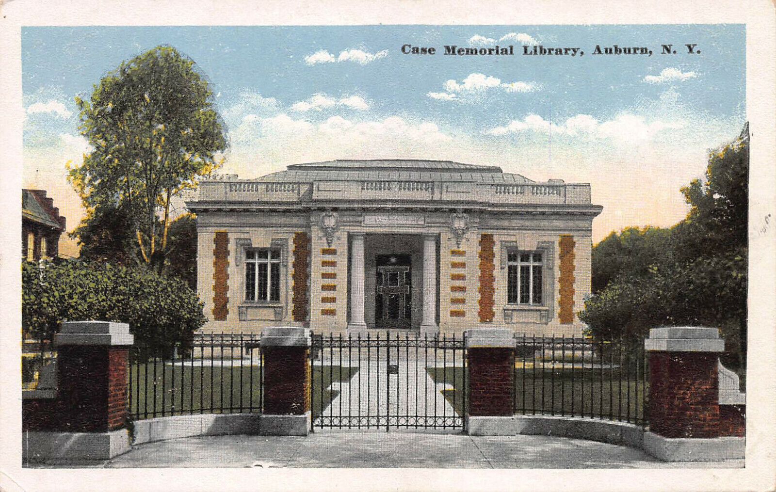 Case Memorial Library, Auburn, New York, Early Postcard, Unused 