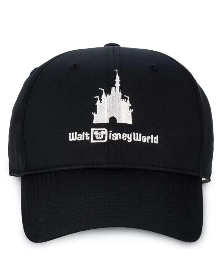 Walt Disney World Parks Logo Castle Nike Dri-Fit Hat Golf Baseball Black NEW
