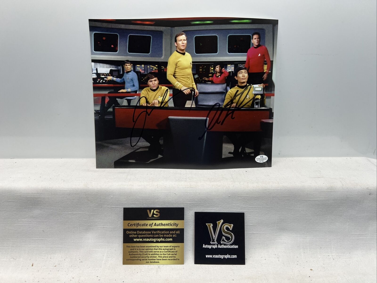 William Shatner Leonard Nimoy Autographed Star Trek 8x10  Capt Kirk & Spock COA