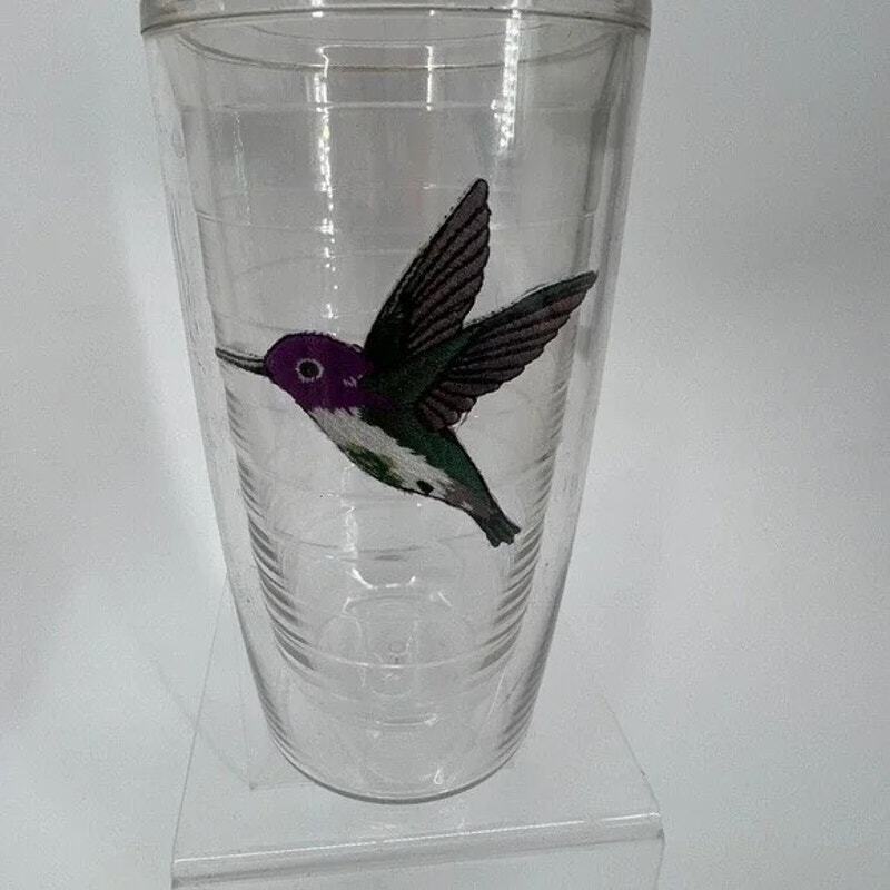 Vintage Tervis Insulated Drink Tumbler Humming Bird Green Purple Tall