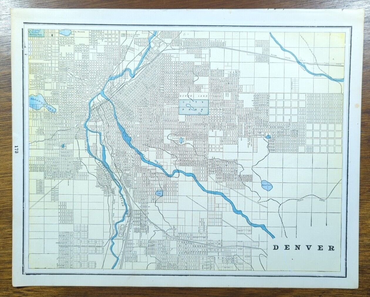 Vintage 1893 DENVER COLORADO Map 14\