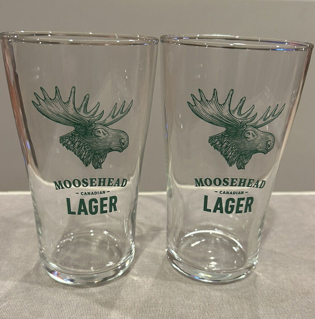 Moosehead Lager Canadian Clear Pint Glass 7” inches - New / Lot Of 2