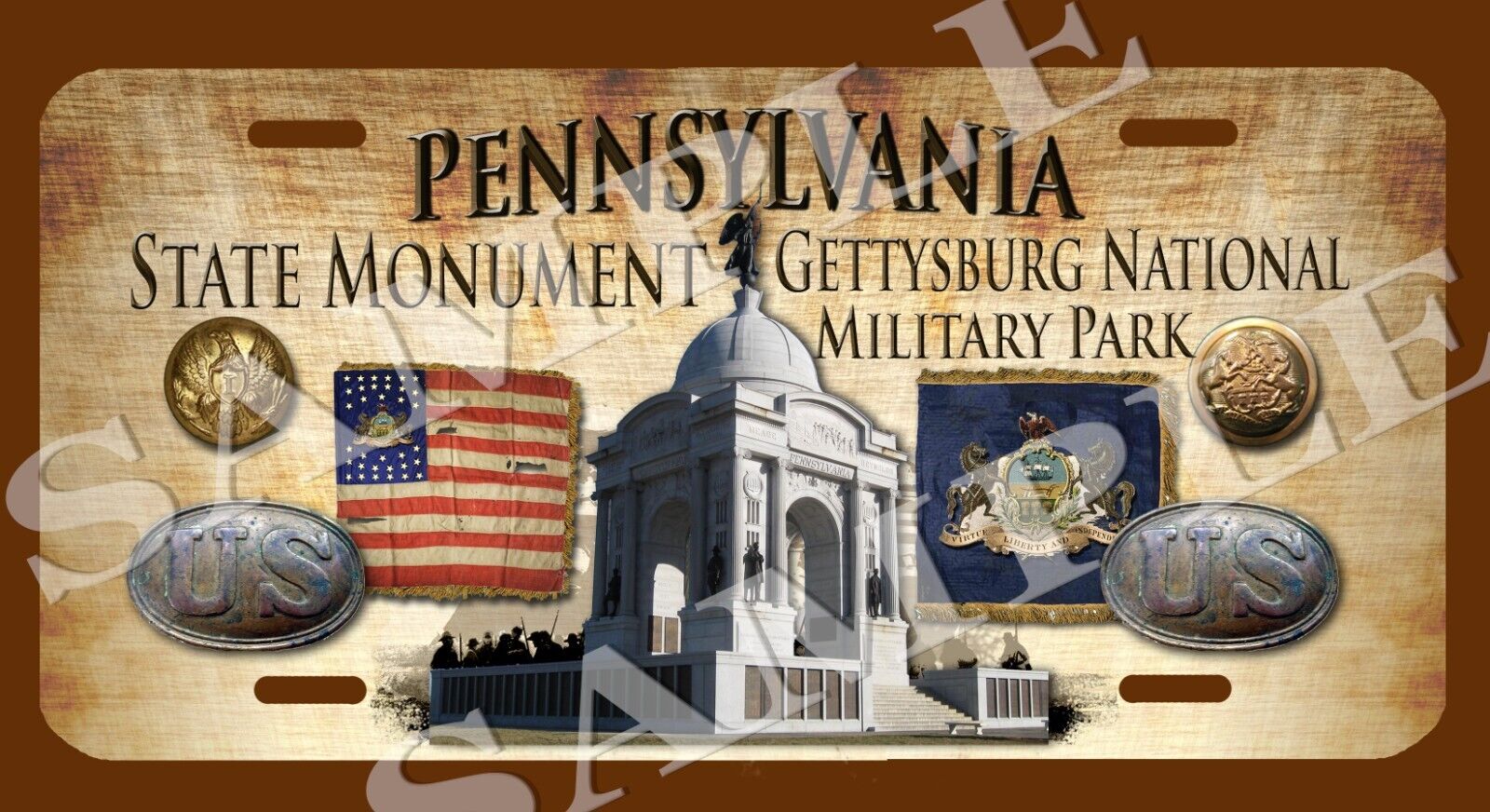 Pennsylvania State Monument Gettysburg Pa Civil War Themed vehicle license plate