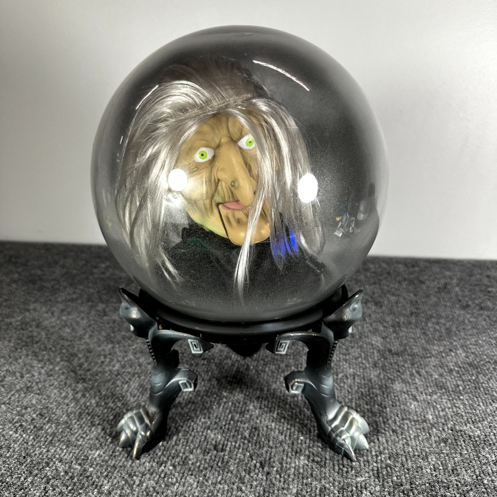 Vintage Halloween Crystal Ball Spirit Head Animated Witch Gemmy Tested Works