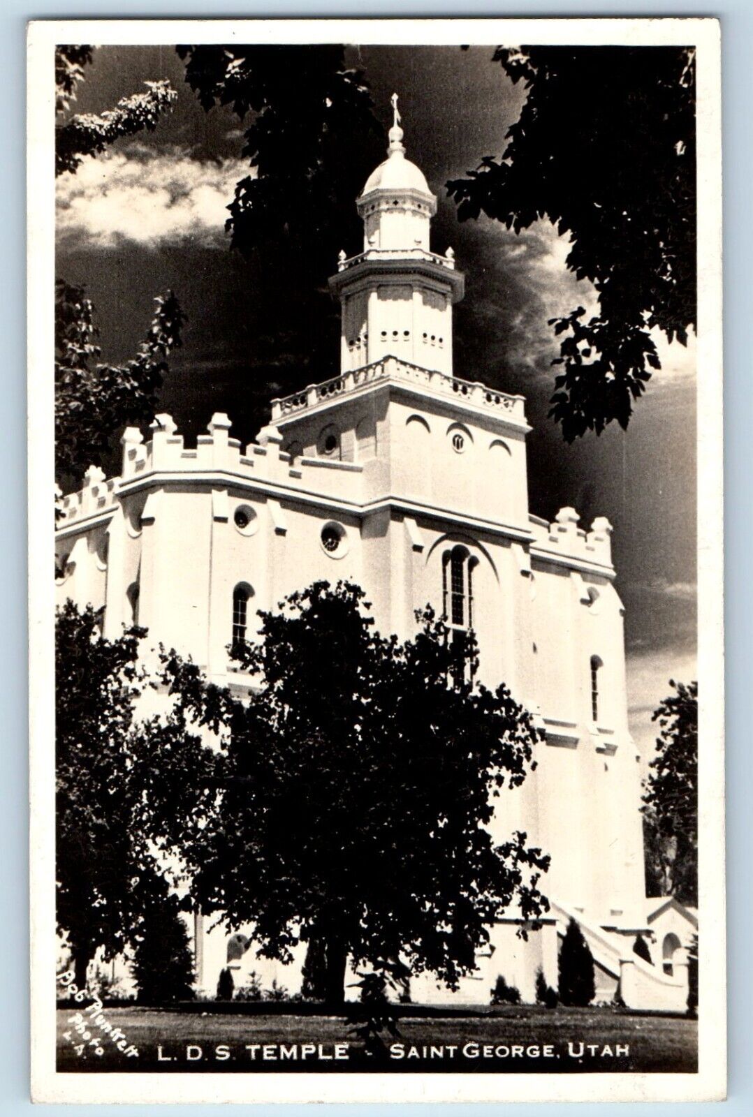 Saint George Utah UT Postcard RPPC Photo L D S Temple Building c1940's Vintage