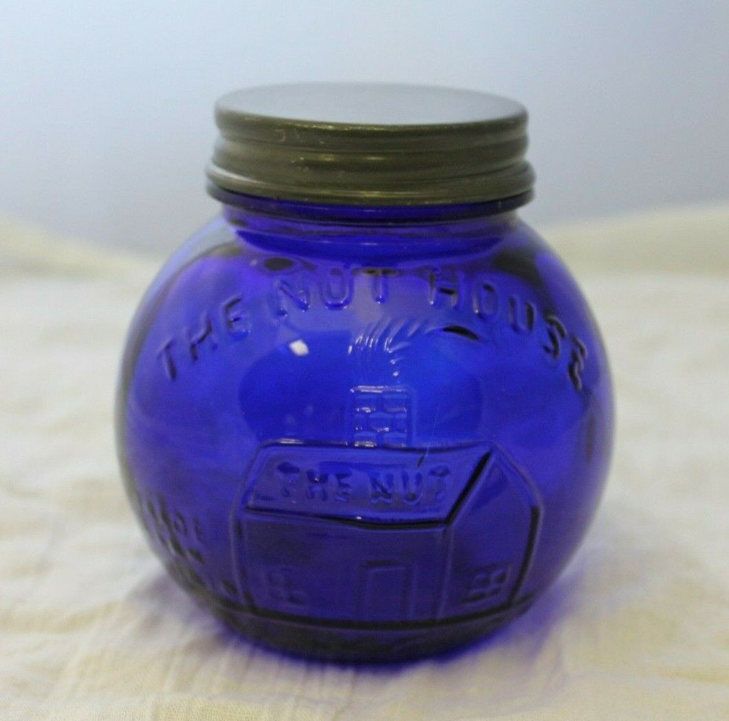 Cobalt Blue Glass Peanut Jar \