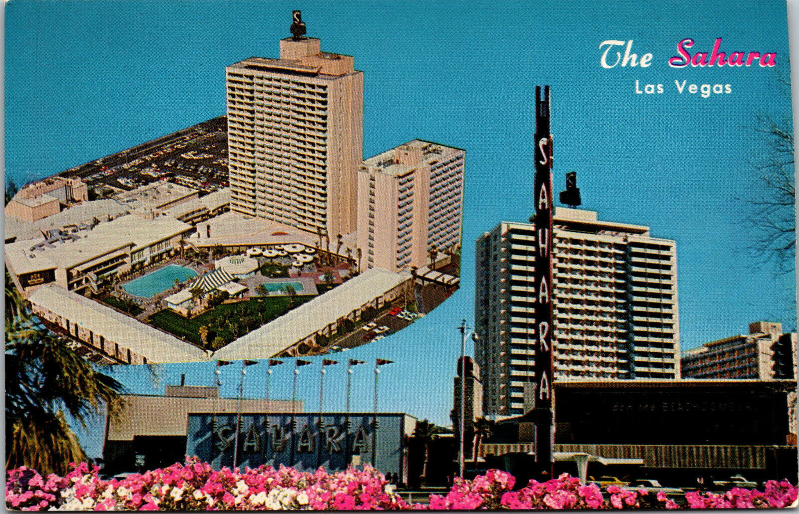 Vtg 1960s The Hotel Sahara Las Vegas Nevada NV Postcard