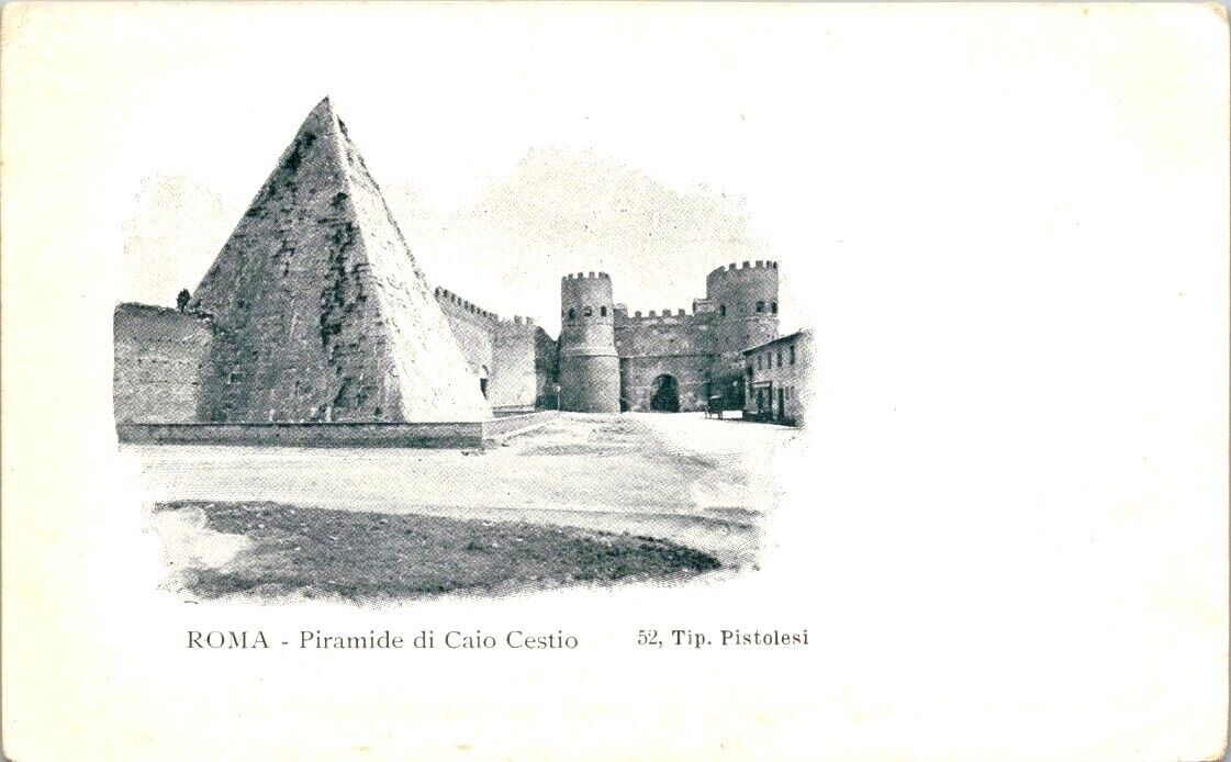 Rare Vintage Postcard - Pyramid of Cestius and Porta Ostiensis (Porta San Paolo)