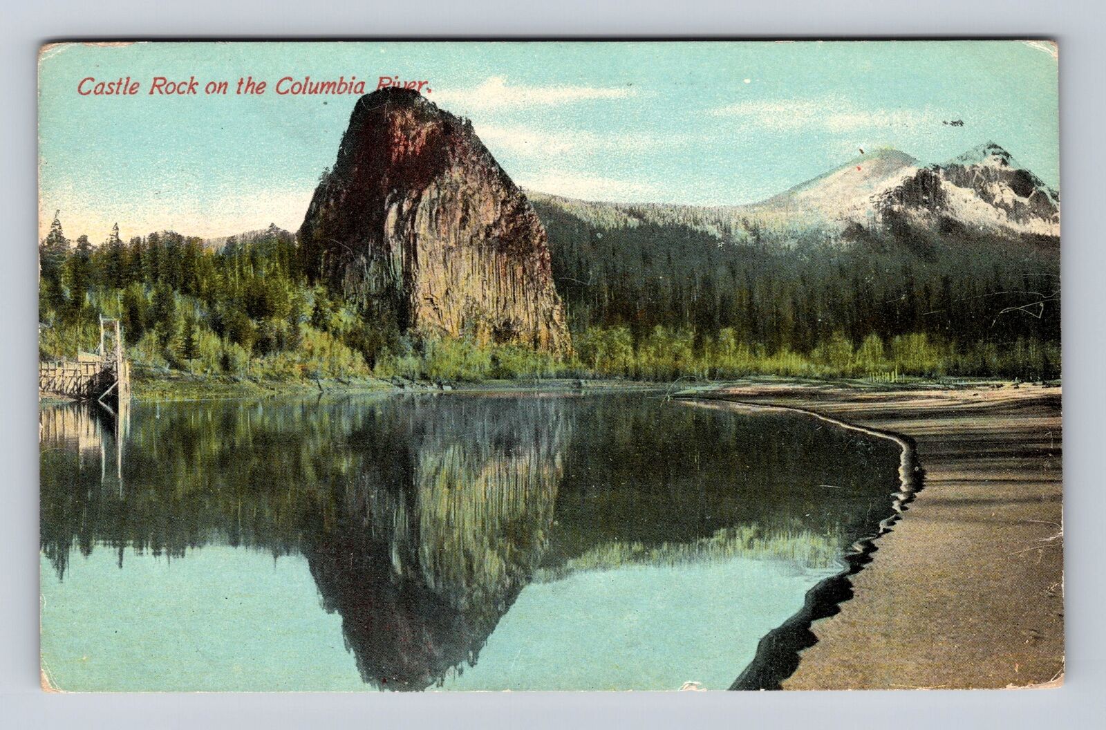 Portland OR-Oregon, Castle Rock on Columbia River, Vintage c1915 Postcard