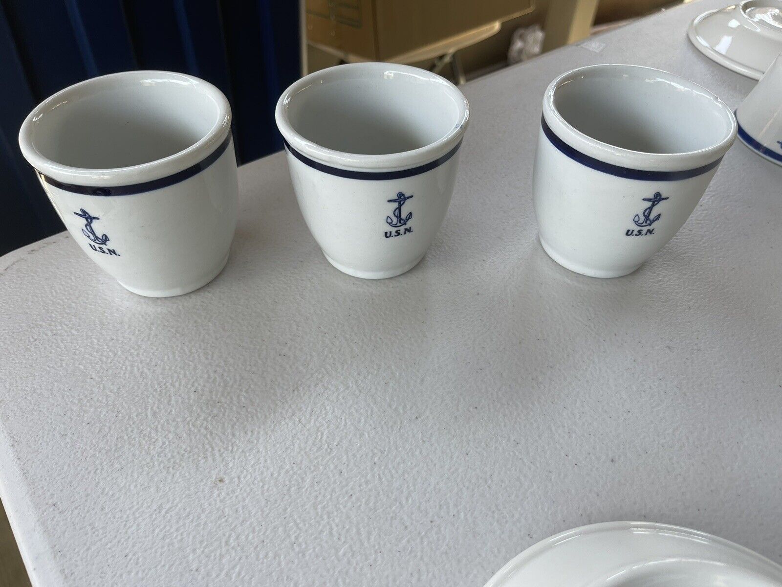 3 Tepco U.S. Navy China Wardroom Officers Mess Anchor Egg/Coffee/Custard Cups
