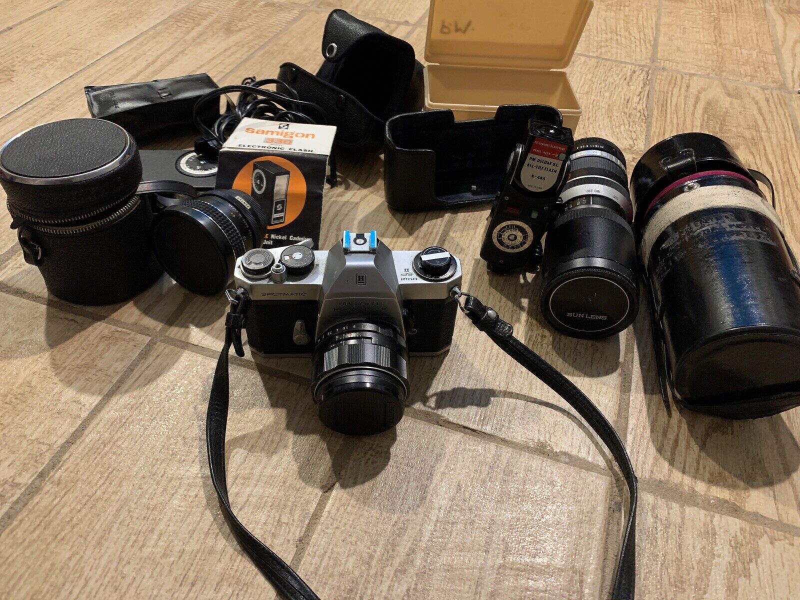 Honeywell Pentax Spotmatic II Camera With Multiple lenses And Accessories