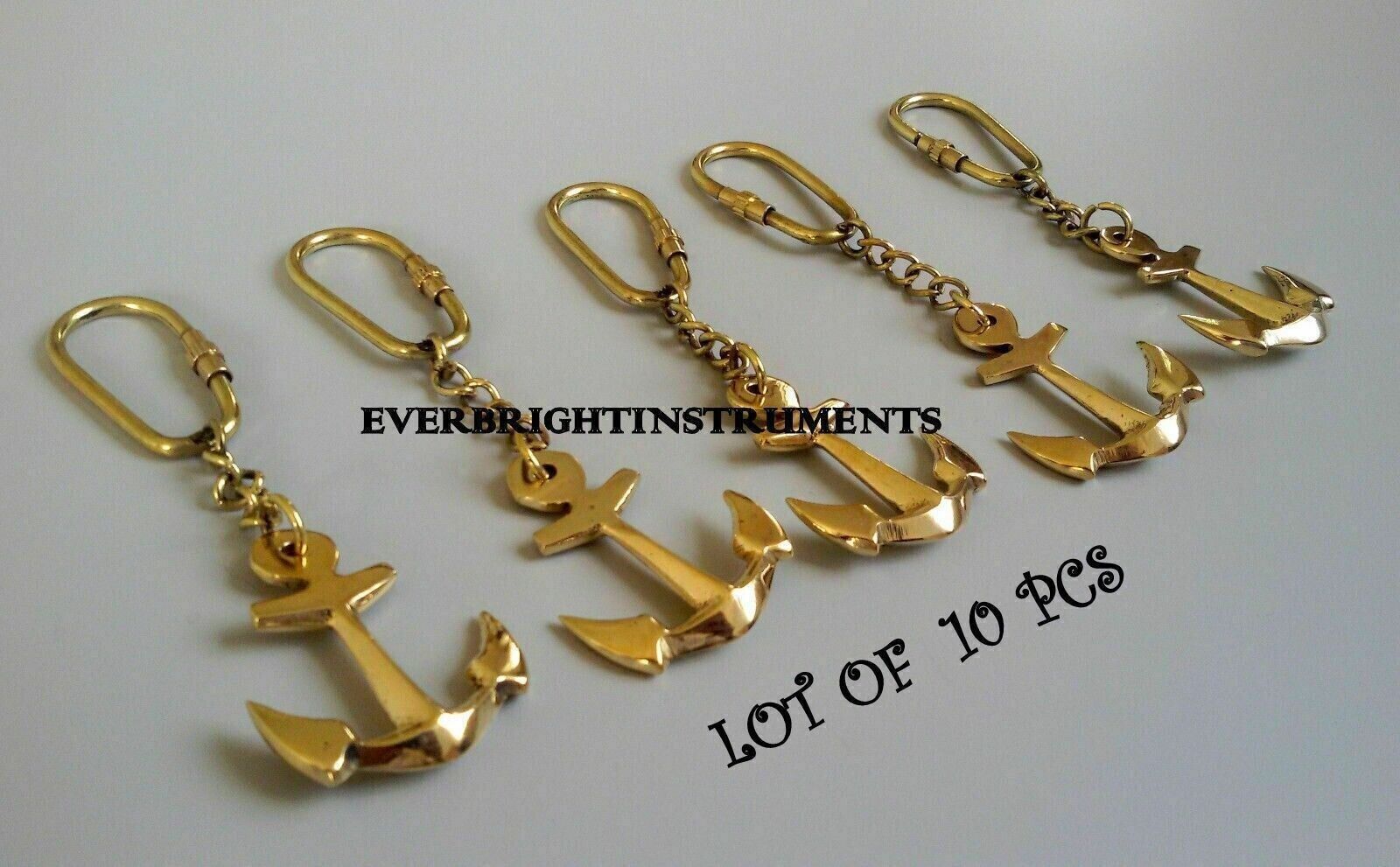 Anchor Key Chain Lot of 10 PCs Handmade Vintage Brass Anchor key ring for gift