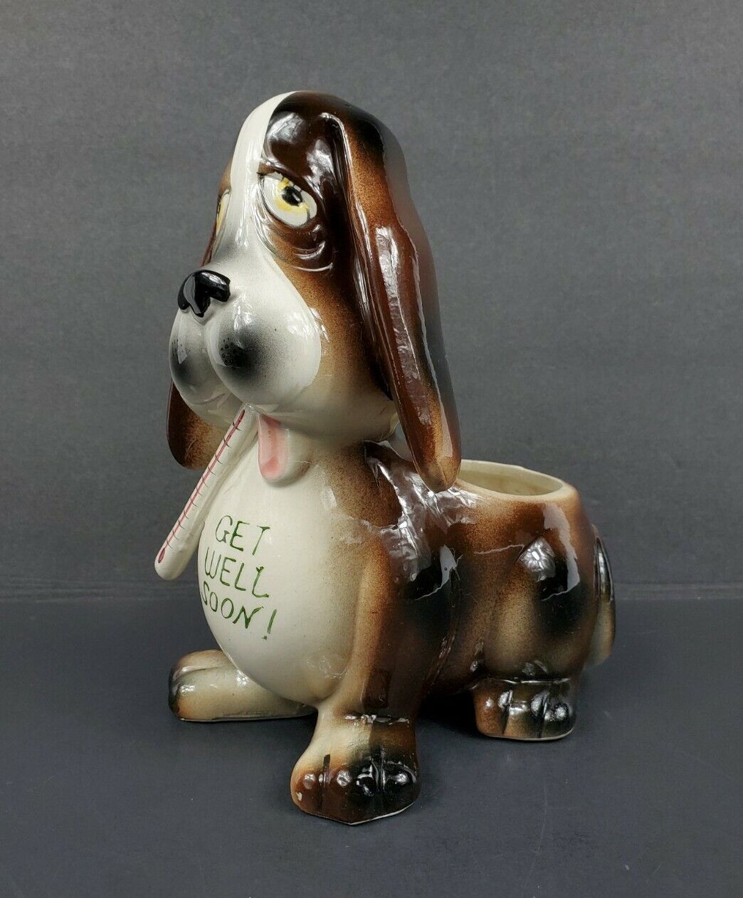 Vintage 1966 Ruebens Japan #402 GET WELL SOON Sad Basset Hound Dog Planter EUC