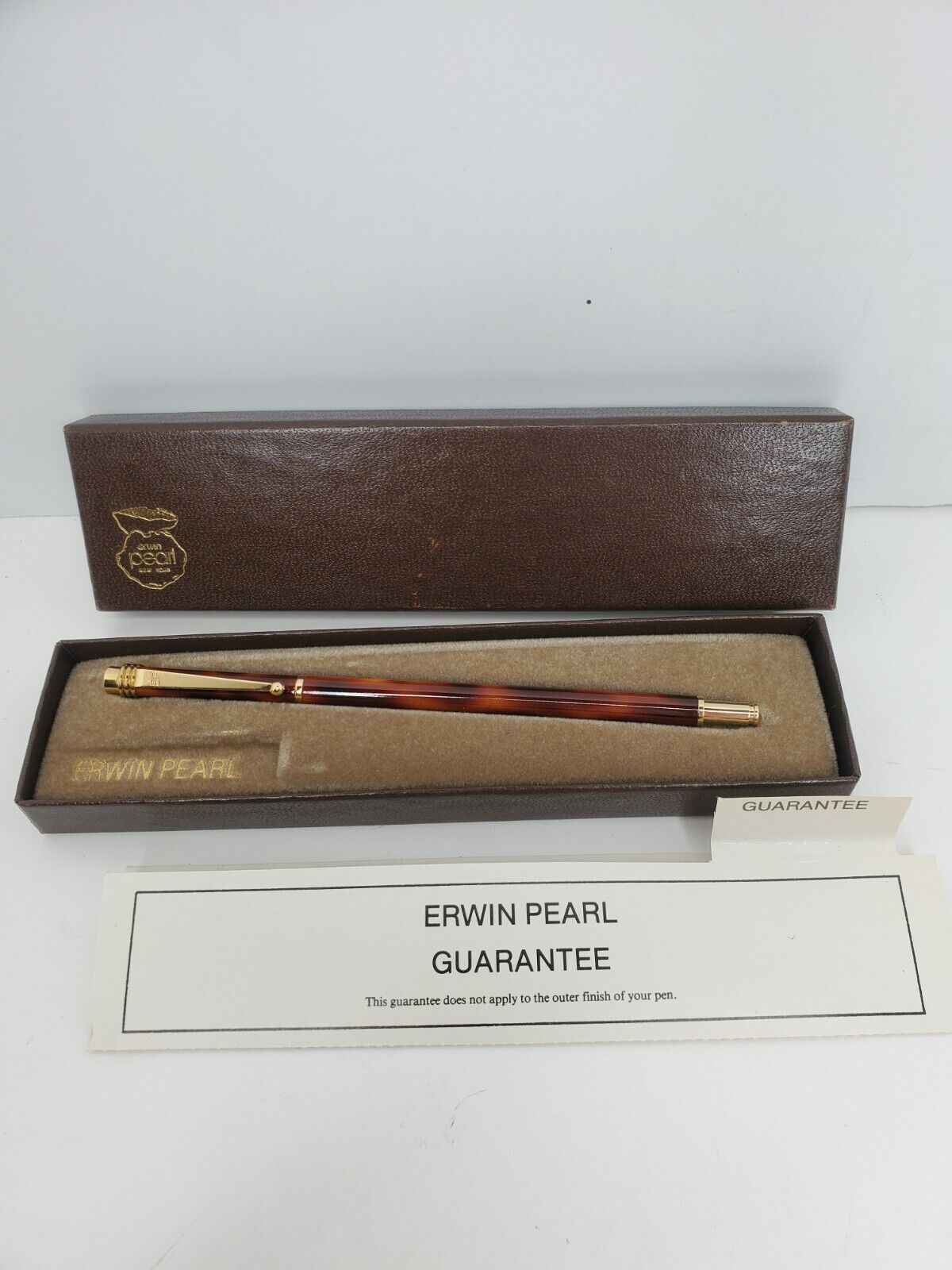 Erwin Pearl Tortoise & Gold  Ballpoint Pen Blue with Original Box BP30016