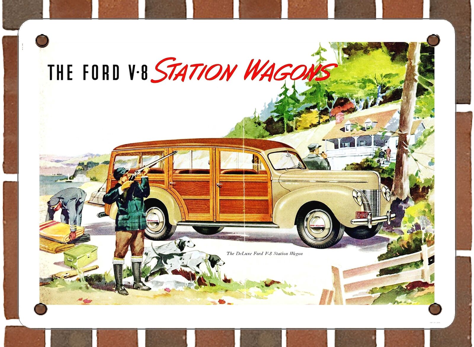 METAL SIGN - 1940 V8 Deluxe Station Wagon - 10x14 Inches