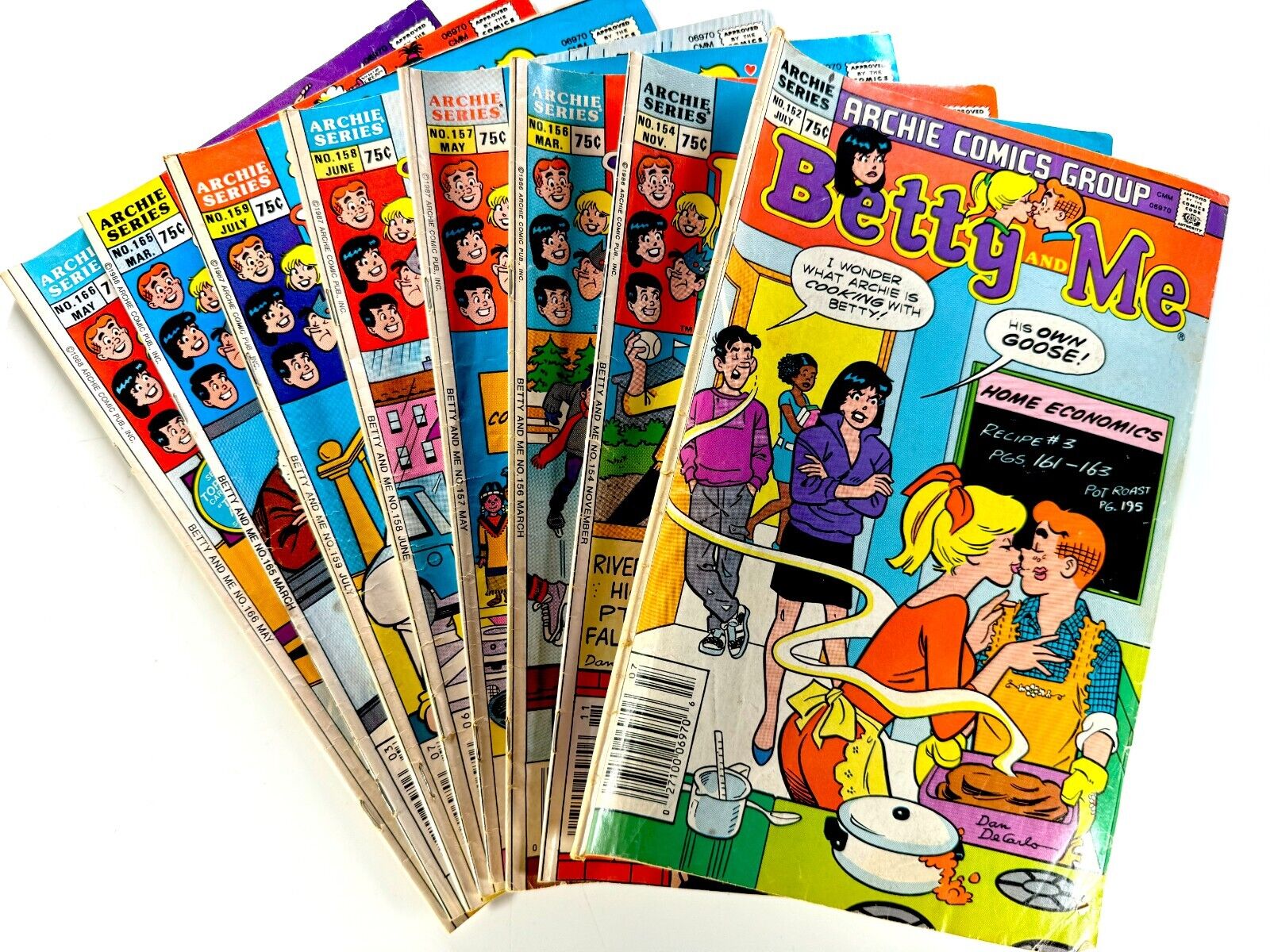 Archie BETTY AND ME (1986-88) #152 154 156-159 165-166 UNGRADED READER LOT